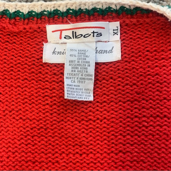 VTG Talbots Hand Knitted Holiday Ugly Christmas Cardigan Sweater - Picture 8 of 16